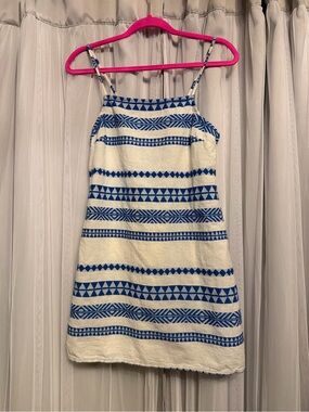 aerie Blue and White Lace-Trim Tank Top